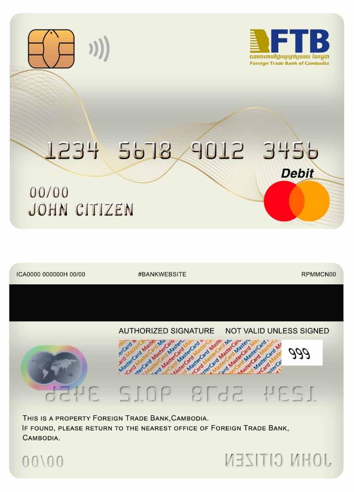 Cambodia Foreign Trade bank master debit card